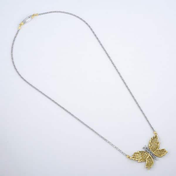 Buccellati 18K Yellow and White Diamond Butterfly Pendant Necklace - Image 2