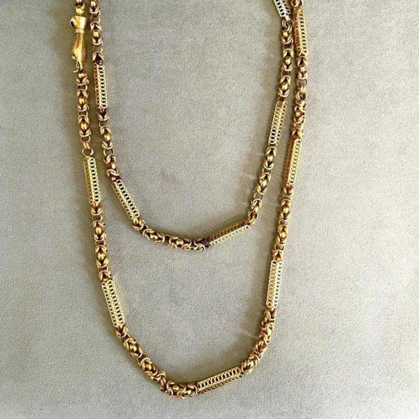 Antique Yellow Gold Long Chain - Image 2