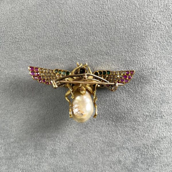 Natural Pearl Egyptian Revival Bug Brooch - Image 2