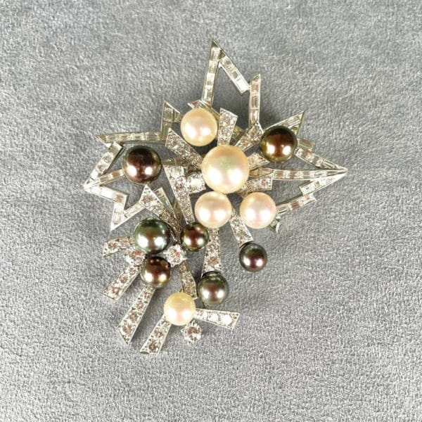 Marianne Ostier Pearl and Diamond Pin - Image 4