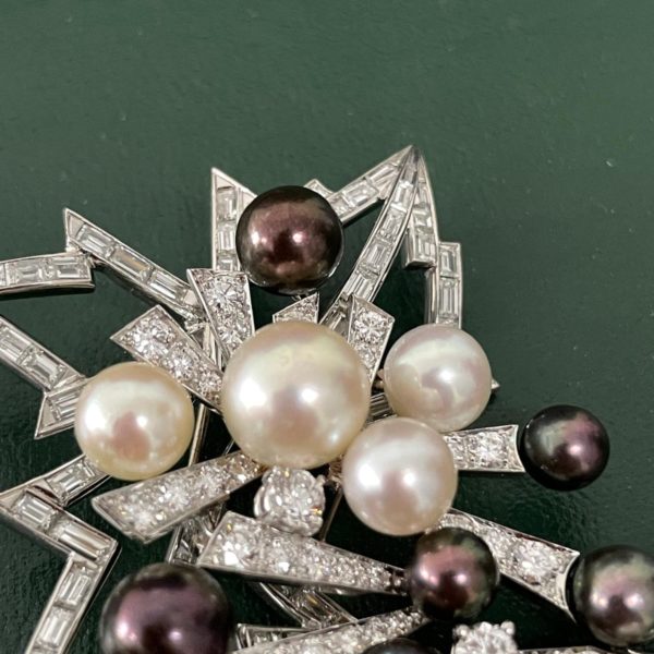 Marianne Ostier Pearl and Diamond Pin