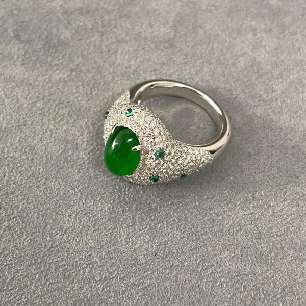 Diamond and Jade Ring - Image 2